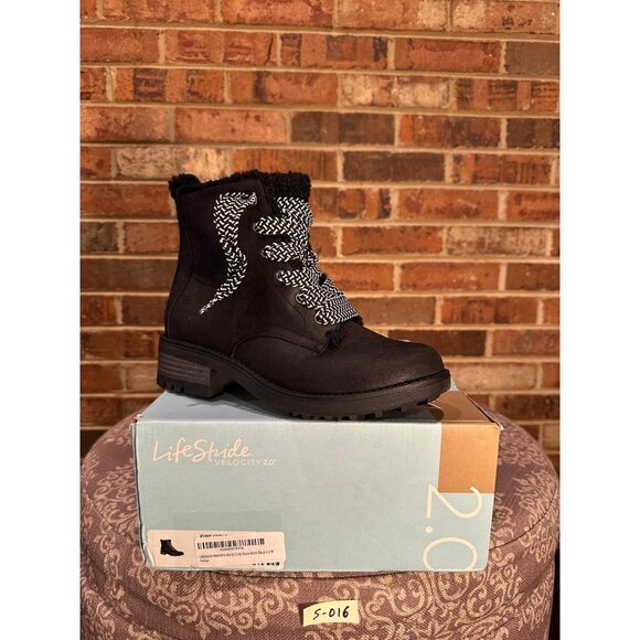 LifeStride Women's Kunis Cozy Winter Combat Snow Boots Lace-up Black Size 6.5 - Picture 7 of 7